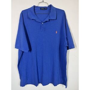Polo Ralph Lauren Men's Short Sleeve Polo‎ Shirt Size 4XLT Blue Stretch Cotton